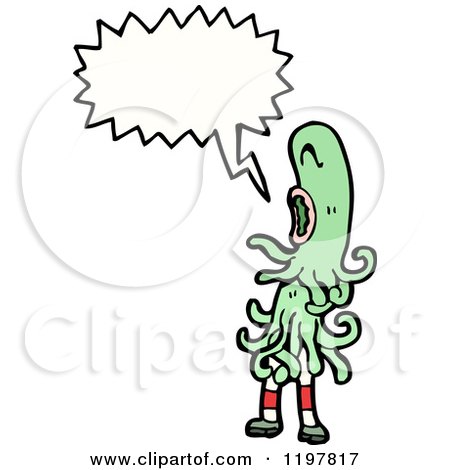 Cartoon of a Child in an Octopus Costume Speaking - Royalty Free Vector Illustration by lineartestpilot