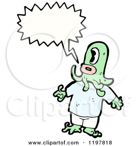 Cartoon of a Child in an Octopus Costume Speaking - Royalty Free Vector Illustration by lineartestpilot