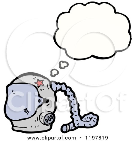 Cartoon of a Space Helmet Thinking - Royalty Free Vector Illustration by lineartestpilot