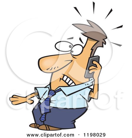 Cartoon of a Businessman Receiving a Distress Call - Royalty Free Vector Clipart by toonaday
