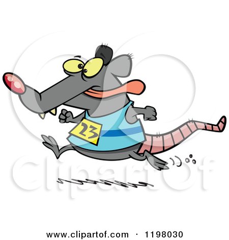 Cartoon of a Rat Running a Race - Royalty Free Vector Clipart by toonaday