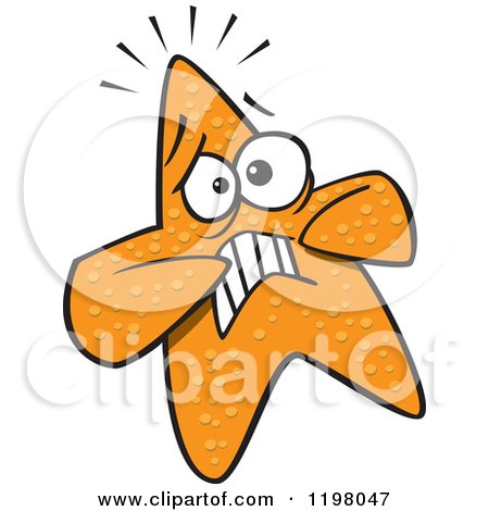 Cartoon of a Scared Orange Starfish - Royalty Free Vector Clipart by toonaday