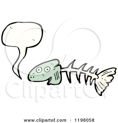Cartoon of Fish Bones Speaking - Royalty Free Vector Illustration by lineartestpilot