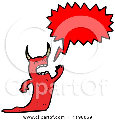 Cartoon of a Demon Speaking - Royalty Free Vector Illustration by lineartestpilot