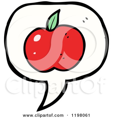 Cartoon of a Red Apple in a Speaking Bubble - Royalty Free Vector Illustration by lineartestpilot