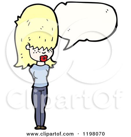 Cartoon of a Teen Girl Speaking - Royalty Free Vector Illustration by lineartestpilot
