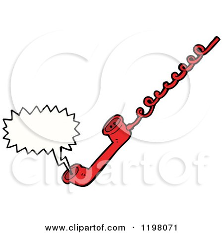 Cartoon of a Landline Phone Receiver Speaking - Royalty Free Vector Illustration by lineartestpilot