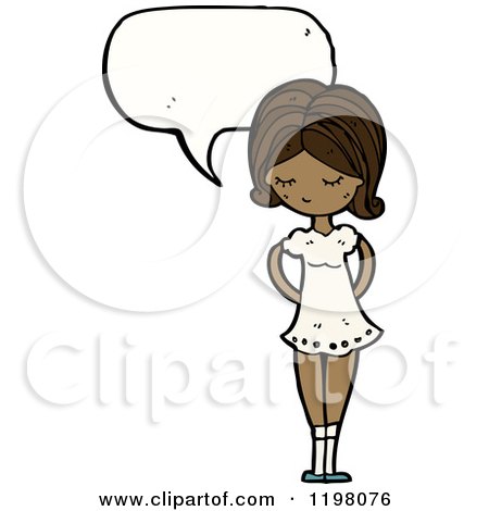 Cartoon of a Black Teen Girl Speaking - Royalty Free Vector Illustration by lineartestpilot