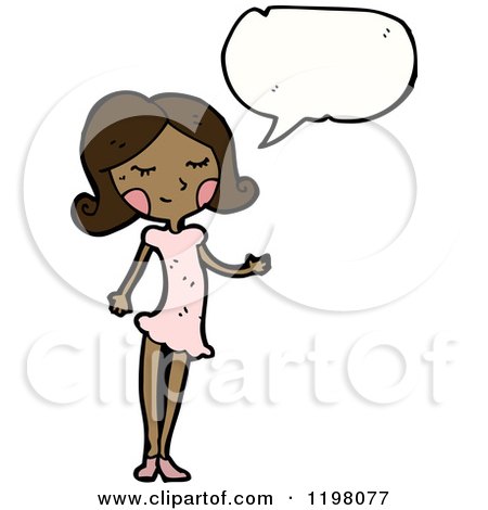 Cartoon of a Black Teen Girl Speaking - Royalty Free Vector Illustration by lineartestpilot