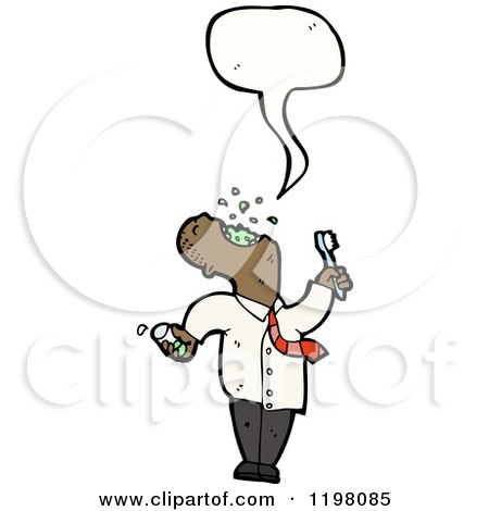 Cartoon of a Black Businessman Gargling - Royalty Free Vector Illustration by lineartestpilot