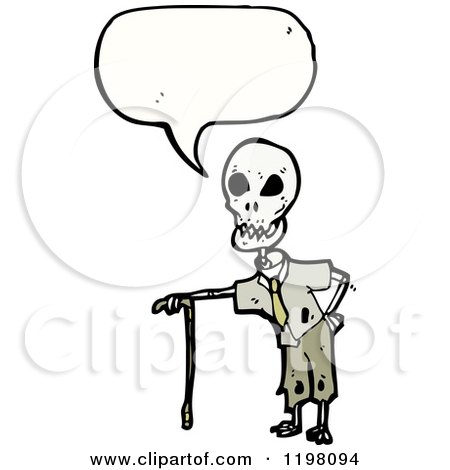 Cartoon of a Skull Speaking - Royalty Free Vector Illustration by lineartestpilot