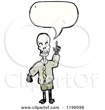 Cartoon of a Skull Speaking - Royalty Free Vector Illustration by lineartestpilot