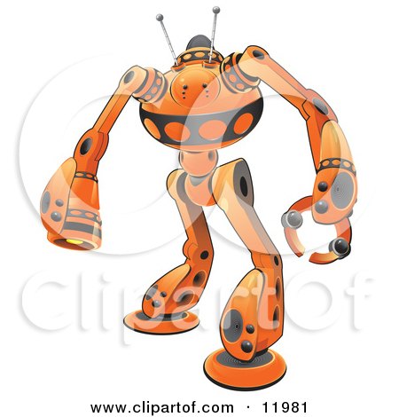 Orange Guardian Robot Clipart Illustration by Leo Blanchette