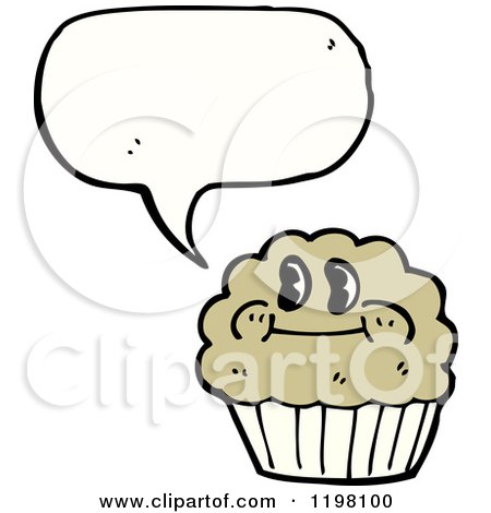 Cartoon of a Cupcake Speaking - Royalty Free Vector Illustration by lineartestpilot