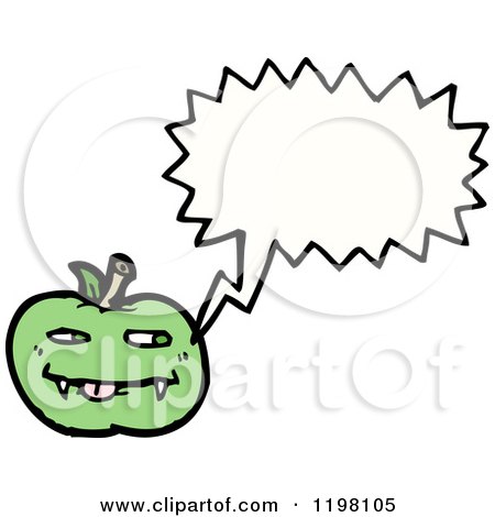 Cartoon of a Vampire Apple Speaking - Royalty Free Vector Illustration by lineartestpilot