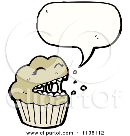 Cartoon of a Cupcake Speaking - Royalty Free Vector Illustration by lineartestpilot