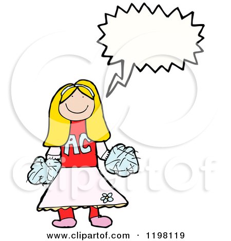 Cartoon of a Cheerleader Speaking - Royalty Free Vector Illustration by lineartestpilot
