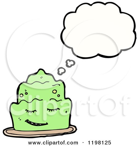 Cartoon of a Cake Thinking - Royalty Free Vector Illustration by lineartestpilot