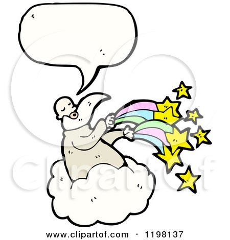 Cartoon of a God in Heaven Speaking - Royalty Free Vector Illustration by lineartestpilot