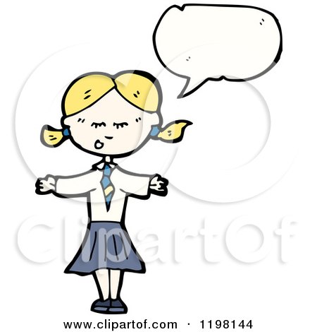 Cartoon of a School Girl Speaking - Royalty Free Vector Illustration by lineartestpilot