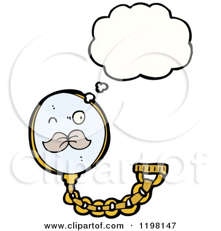 Cartoon of a Monocle Thinking - Royalty Free Vector Illustration by lineartestpilot
