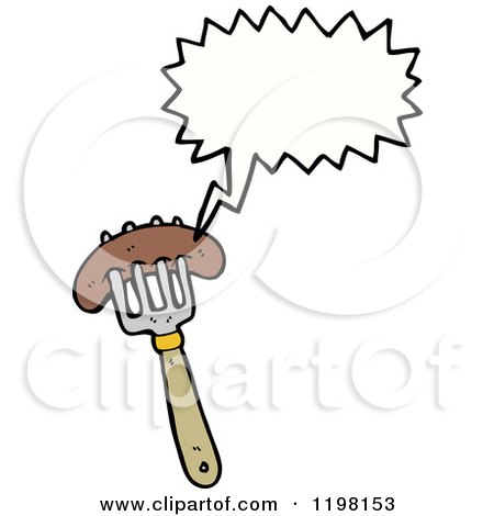 Cartoon of a Weenie on a Fork Speaking - Royalty Free Vector Illustration by lineartestpilot