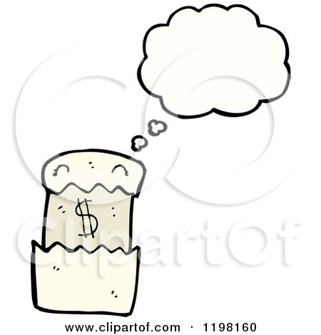 Cartoon of Money in an Envelope Thinking - Royalty Free Vector Illustration by lineartestpilot