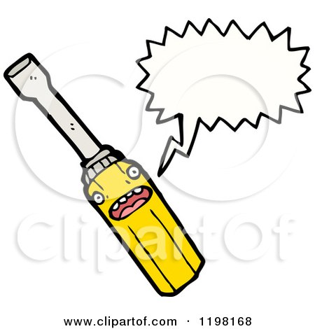 Cartoon of a Screwdriver Speaking - Royalty Free Vector Illustration by lineartestpilot