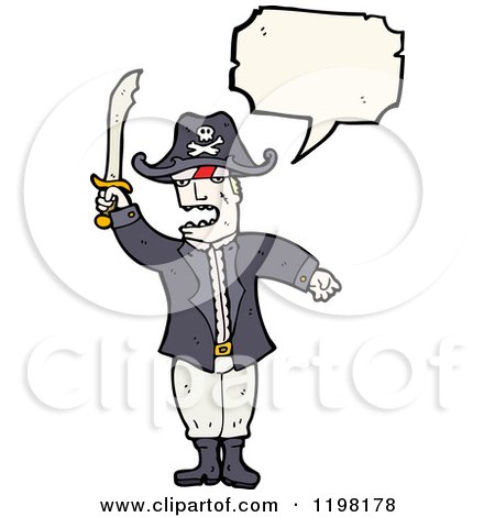Cartoon of a Pirate Speaking - Royalty Free Vector Illustration by lineartestpilot