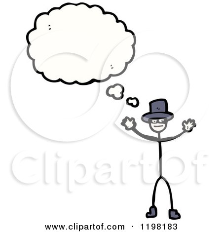Cartoon of a Stick Man Thinking - Royalty Free Vector Illustration by lineartestpilot