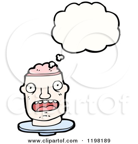 Cartoon of a Man's Brains Thinking - Royalty Free Vector Illustration by lineartestpilot