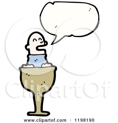 Cartoon of a Man in an Egg Cup Speaking - Royalty Free Vector Illustration by lineartestpilot