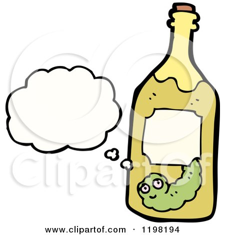 Cartoon of a Worm in a Tequilla Bottle - Royalty Free Vector Illustration by lineartestpilot