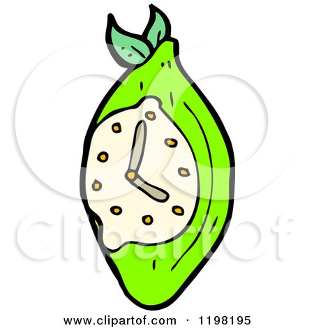Cartoon of a Lime Telling Time - Royalty Free Vector Illustration by lineartestpilot