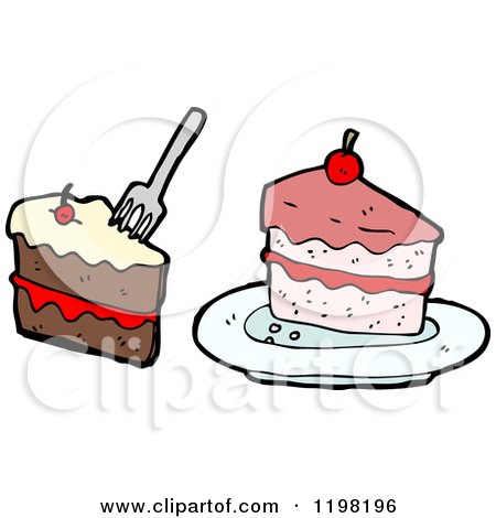 Cartoon of Sliced Cake - Royalty Free Vector Illustration by lineartestpilot