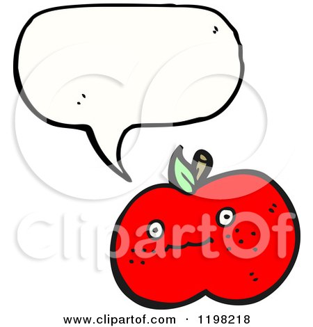 Cartoon of an Apple Speaking - Royalty Free Vector Illustration by lineartestpilot