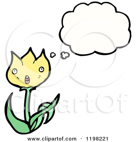 Cartoon of a Flower Thinking - Royalty Free Vector Illustration by lineartestpilot