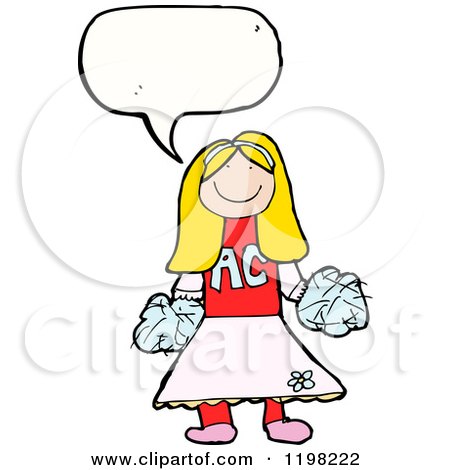 Cartoon of a Cheerleader Speaking - Royalty Free Vector Illustration by lineartestpilot
