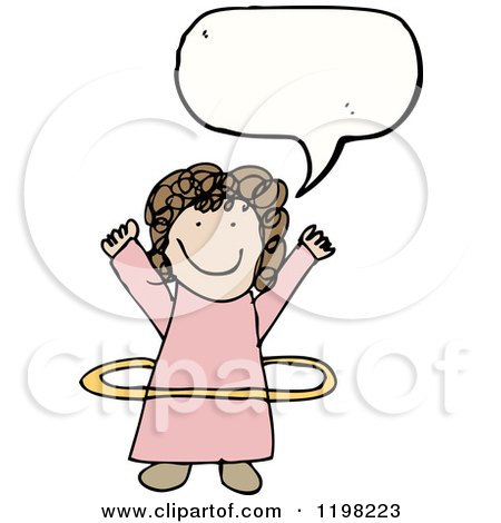 Cartoon of a Girl and a Hula Hoop Speaking - Royalty Free Vector Illustration by lineartestpilot