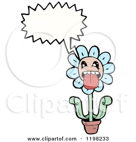Cartoon of a Flower Speaking - Royalty Free Vector Illustration by lineartestpilot