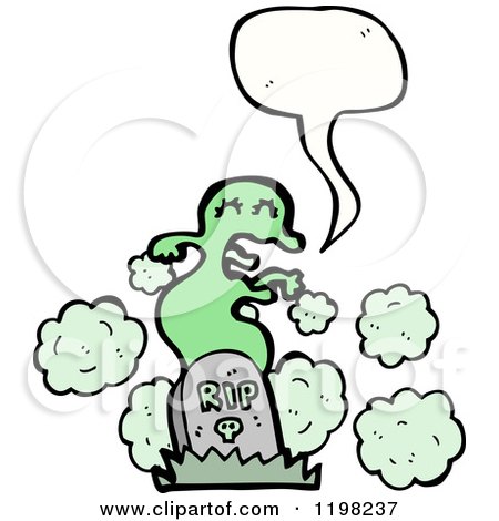 Cartoon of a Ghoul Rising from the Grave Speaking - Royalty Free Vector Illustration by lineartestpilot