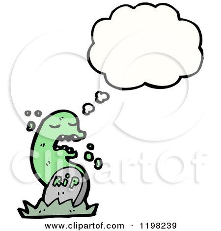 Cartoon of a Ghoul Rising from the Grave Thinking - Royalty Free Vector Illustration by lineartestpilot