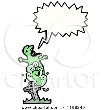 Cartoon of a Ghoul Rising from the Grave Speaking - Royalty Free Vector Illustration by lineartestpilot