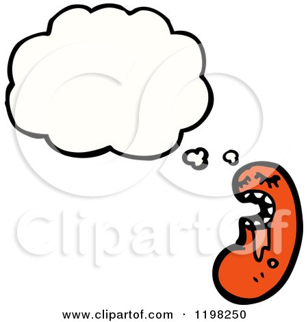 Cartoon of a Sausage Thinking - Royalty Free Vector Illustration by lineartestpilot
