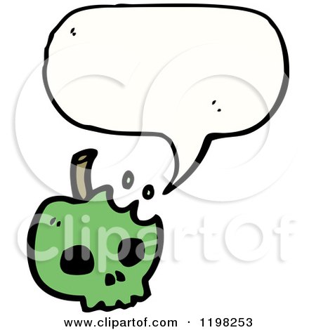 Cartoon of an Apple Skull Speaking - Royalty Free Vector Illustration by lineartestpilot