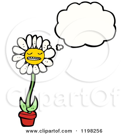 Cartoon of a Flower Thinking - Royalty Free Vector Illustration by lineartestpilot