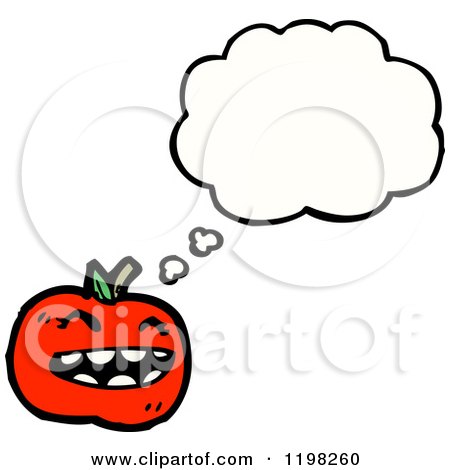 Cartoon of an Apple Thinking - Royalty Free Vector Illustration by lineartestpilot