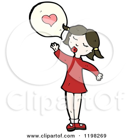 Cartoon of a Girl Speaking - Royalty Free Vector Illustration by lineartestpilot