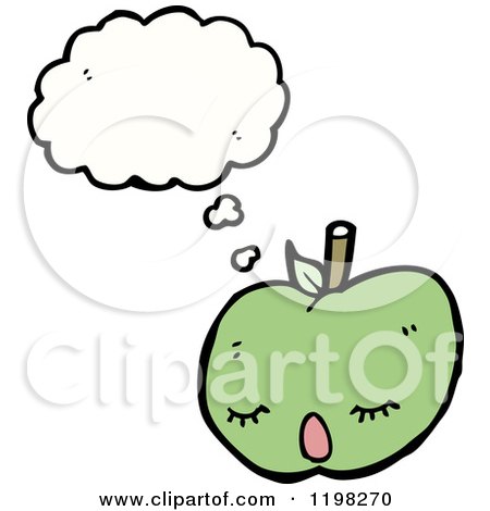 Cartoon of an Apple Thinking - Royalty Free Vector Illustration by lineartestpilot