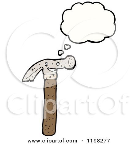 Cartoon of a Thinking Hammer - Royalty Free Vector Illustration by lineartestpilot